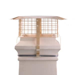 Square Bird Guard Buff Stone Chimney Cowl Buff Stone Finish