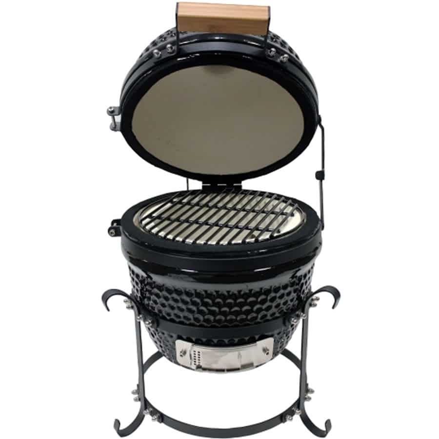 Kamado Portable Ceramic Grill and Smoker 13 inch BBQ Chimney Cowl
