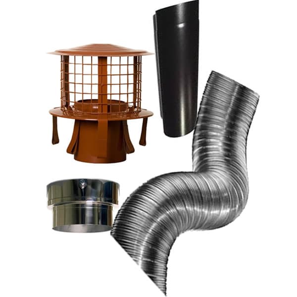 8m of 5 inch Flexible flue liner & installation kit FOR WITHOUT CHIMNEY POT 